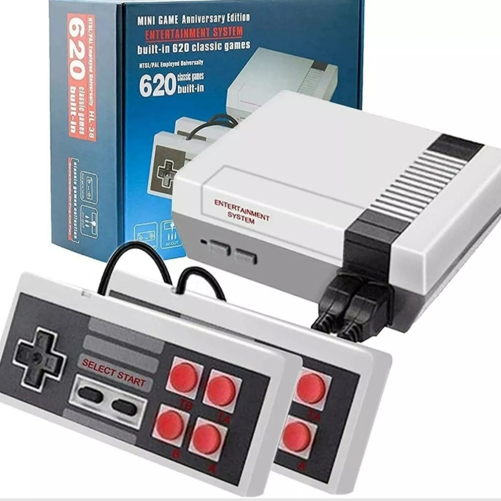 Retro Mini Gaming Console with 2 controllers & 620 preloaded NES games